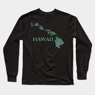 Hawaii State Outline Maze & Labyrinth Long Sleeve T-Shirt